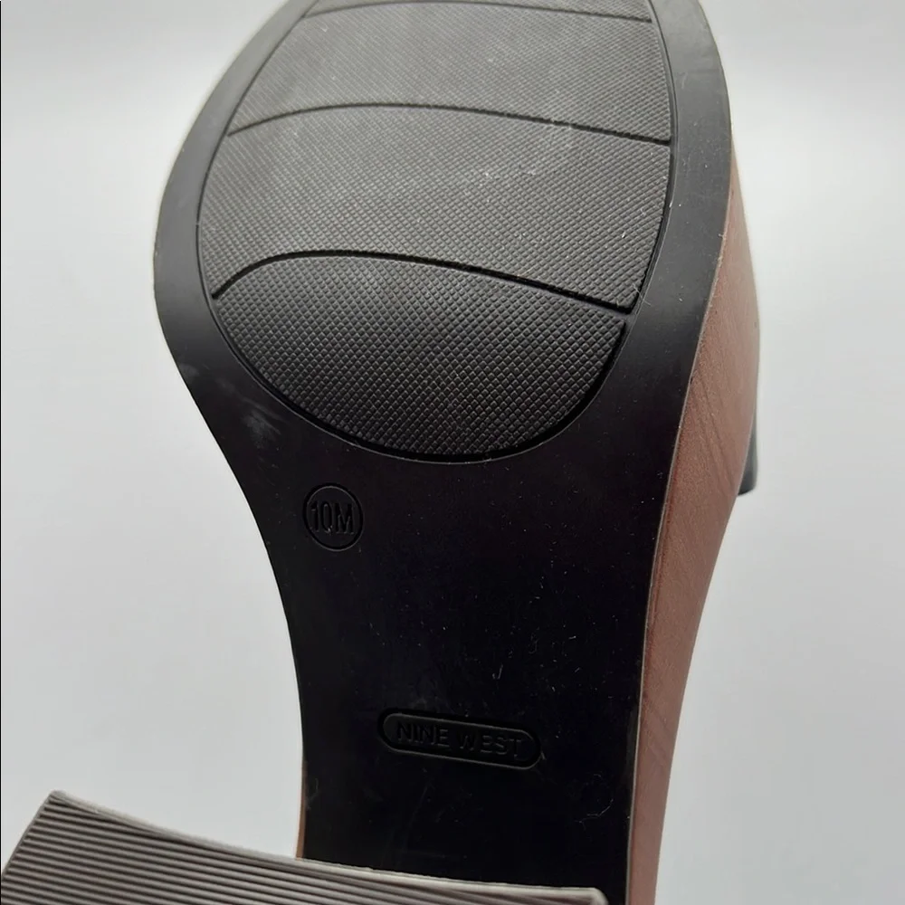 Nine West Sz 10‎ Openit 9 Black and Brown Platform Sandals NEW